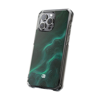 Teal Impact MagSafe Phone Case for iPhone - Neon Jade Contour