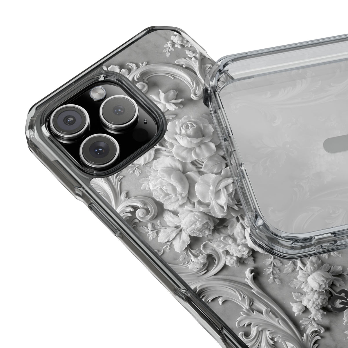 Rococo Marble Rose · Clear Impact Magnetic Phone Case for iPhone · White