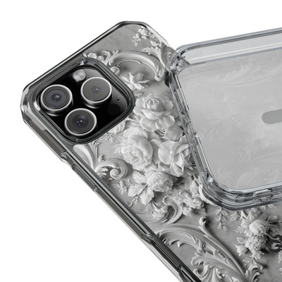 Rococo Marble Rose · Clear Impact Magnetic Phone Case for iPhone · White