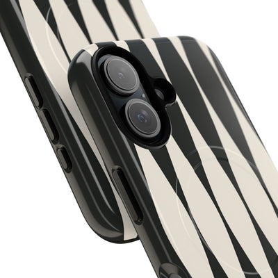 Black Tough 2.0 Magsafe Phone Case for iPhone - Ivory Spindle Grid