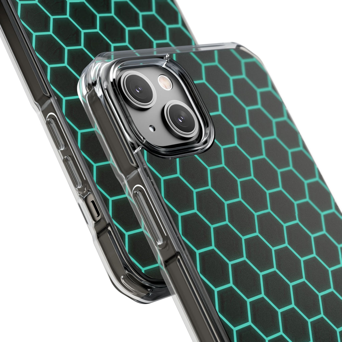 Neon Hex Spectrum · Clear Impact Magnetic Phone Case for iPhone · Teal