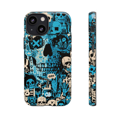 Electric Skull Graffiti · Tough Phone Case for iPhone · Blue