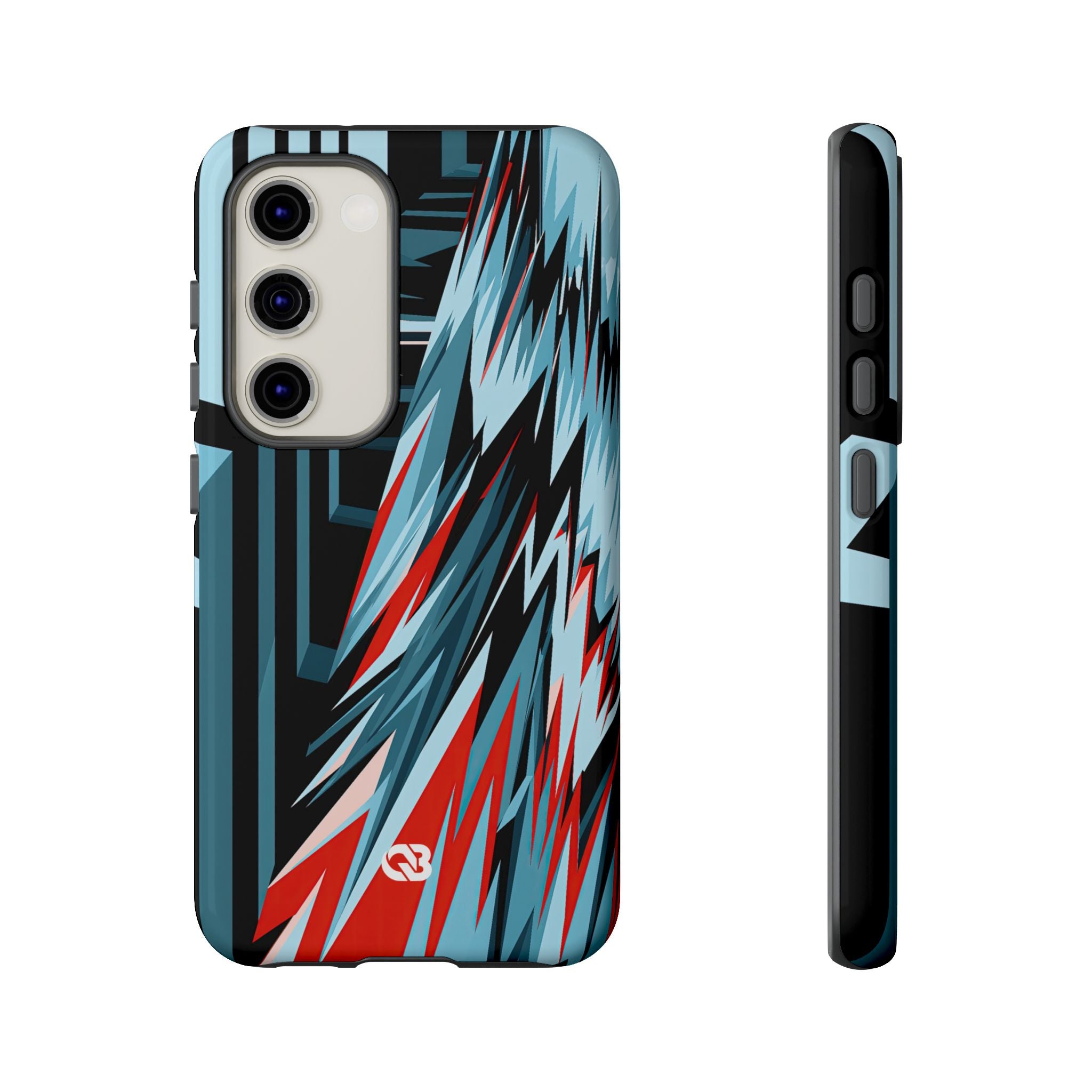 Blue Tough Phone Case for Samsung - Glitch Peak Cyan