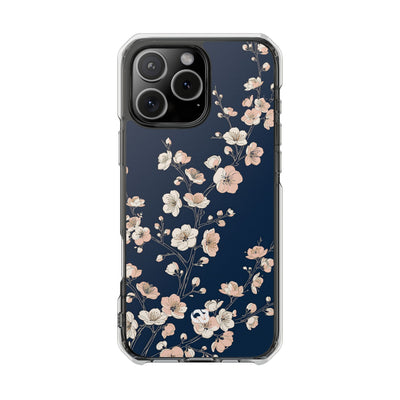 Midnight Plum Blossom · Clear Impact Magnetic Phone Case for iPhone ·  Blue