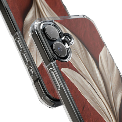 Carved Ivory Plume · Clear Impact Magnetic Phone Case for iPhone · Red