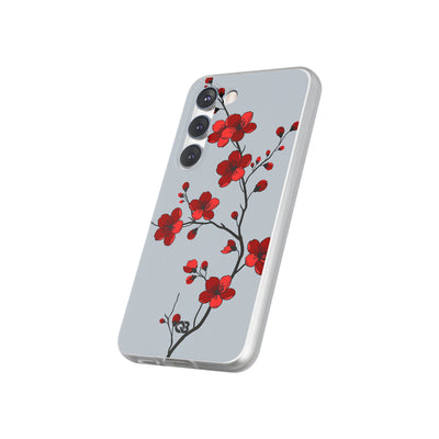 Grey Lite Phone Case for Samsung - Crimson Blossom Onyx