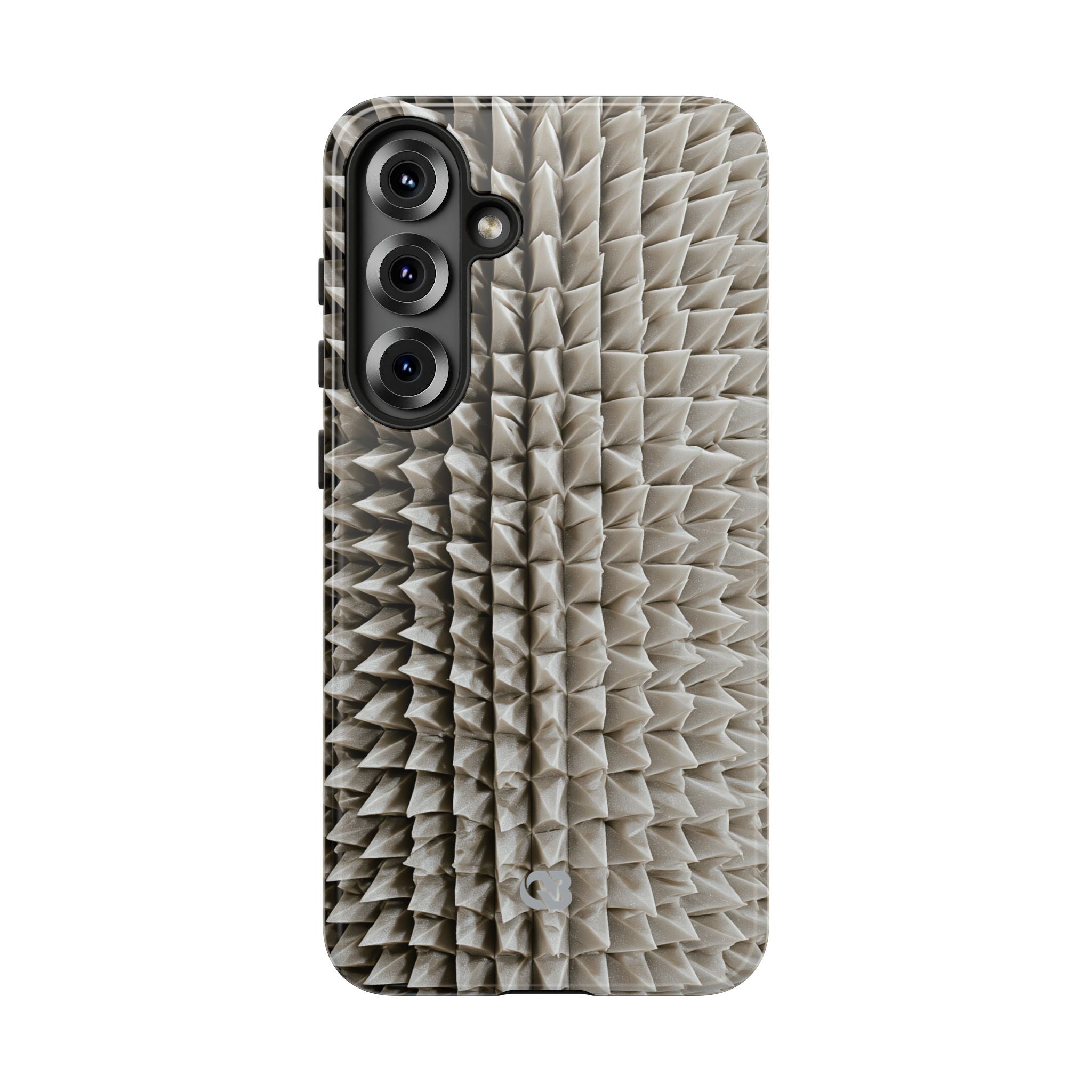 Beige Tough Phone Case for Samsung - Bone Spiked Grid