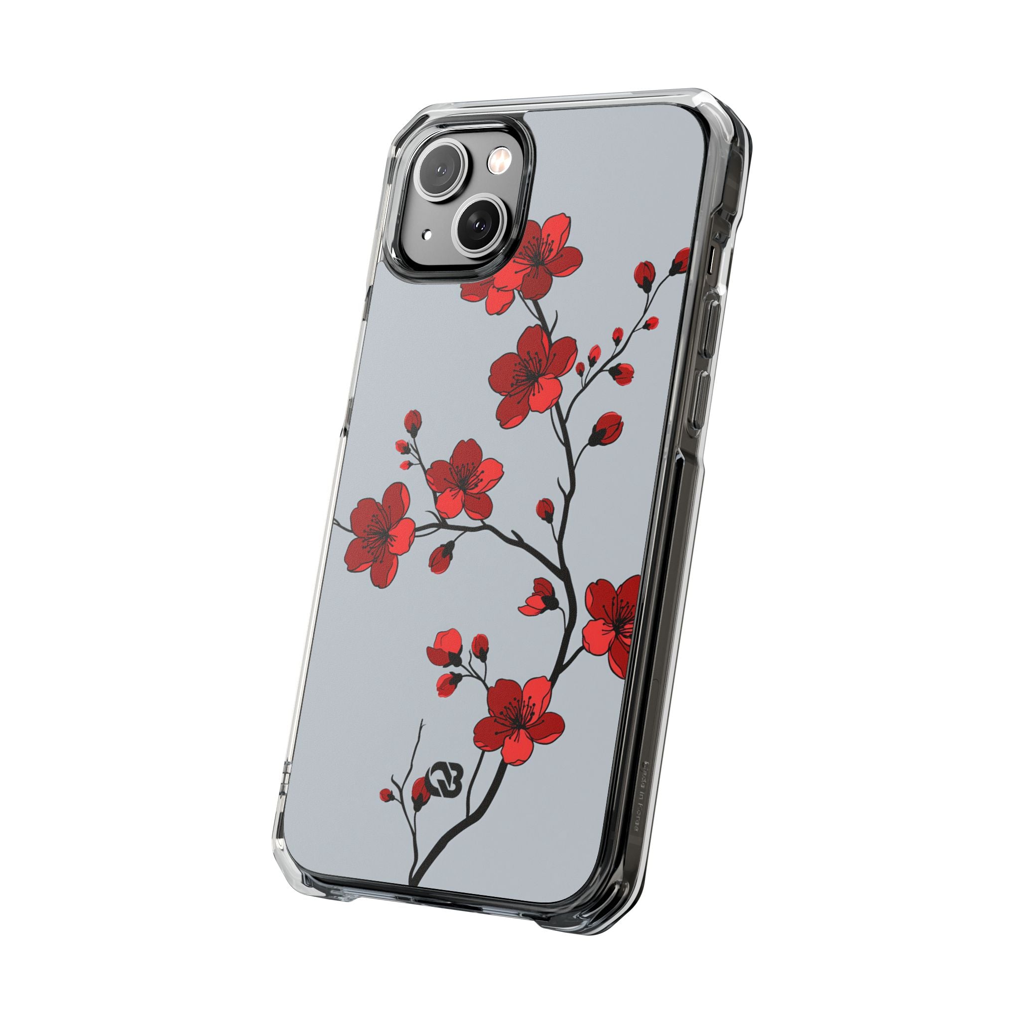 Grey Impact MagSafe Phone Case for iPhone - Crimson Blossom Onyx