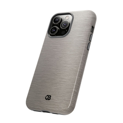 Grey Tough Phone Case for iPhone - Brushed Nickel Linen