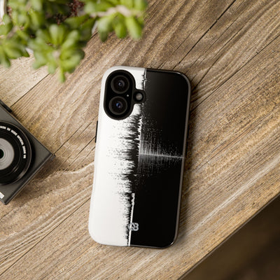Black Tough Phone Case for iPhone - Static Signal Split