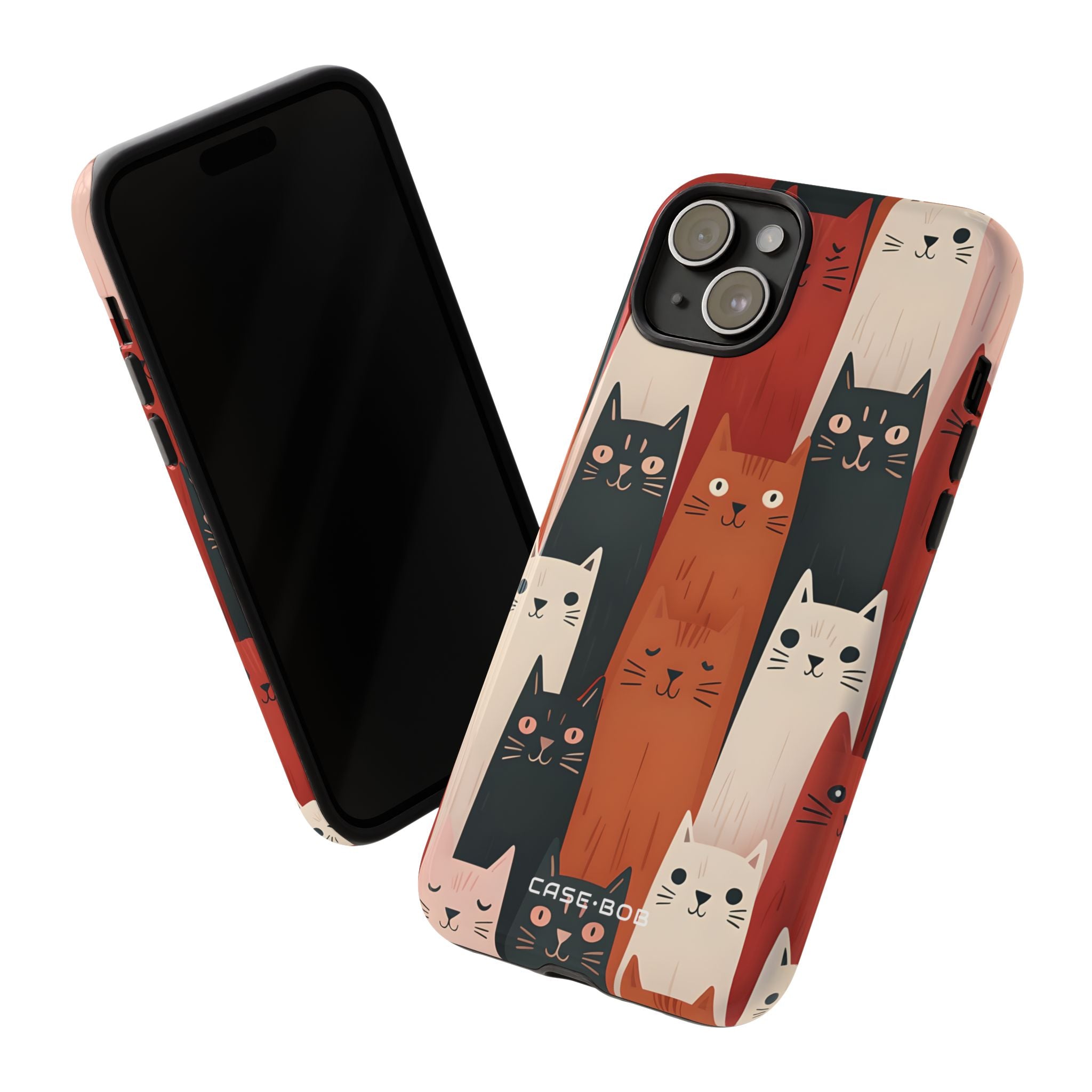 Elongated Cats Zwart iPhone 15 Plus Case - Tough
