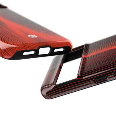 Red Tough Phone Case for Google Pixel - Crimson Frequency Pulse