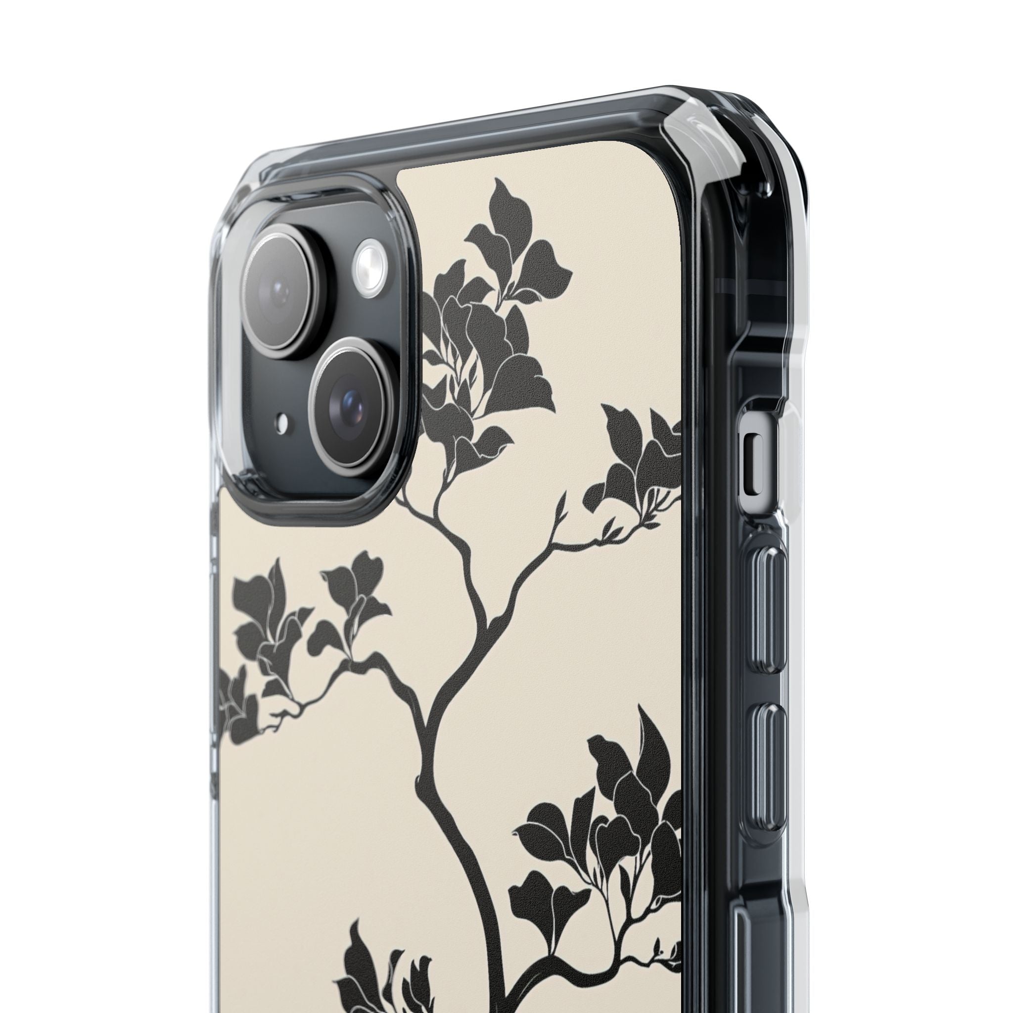 Beige Impact MagSafe Phone Case for iPhone - Obsidian Bonsai Silhouette