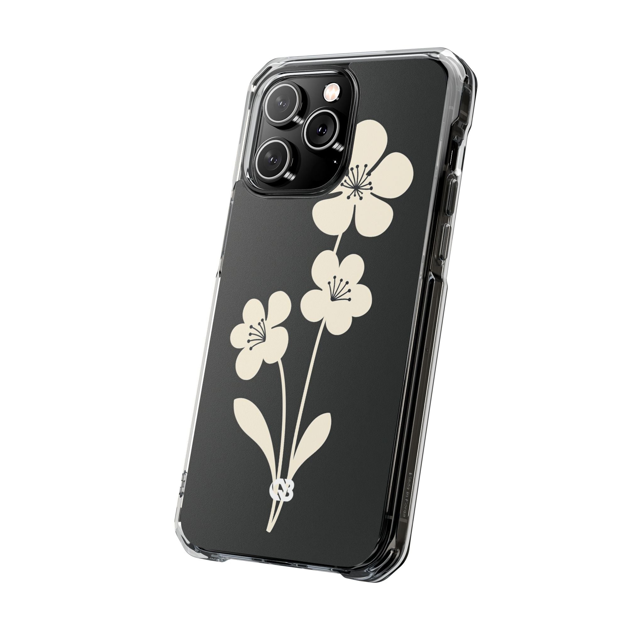 Black Impact MagSafe Phone Case for iPhone - Obsidian Cream Bloom