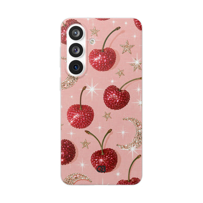 Bedazzled Ruby Cherries · Lite Phone Case for Samsung · Pink