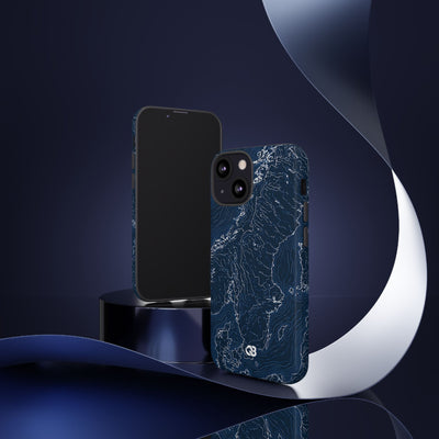 Nordic Contour Chart · Tough Phone Case for iPhone · Blue