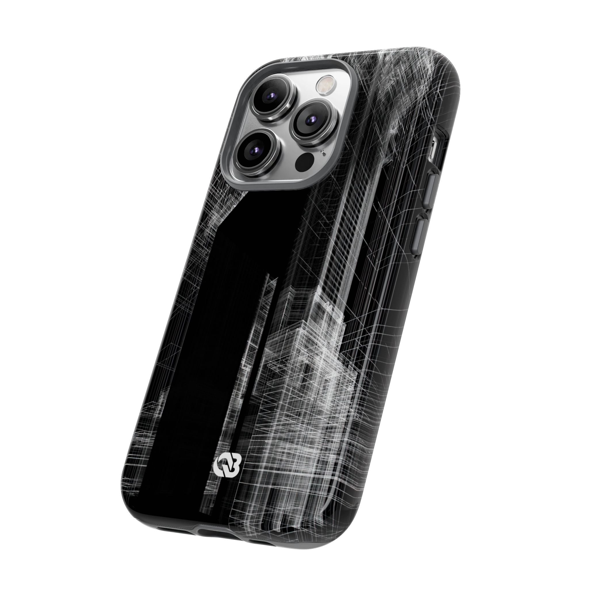 Black Tough Phone Case for iPhone - Ghost Urban Wireframe