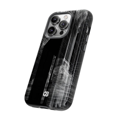 Black Tough Phone Case for iPhone - Ghost Urban Wireframe