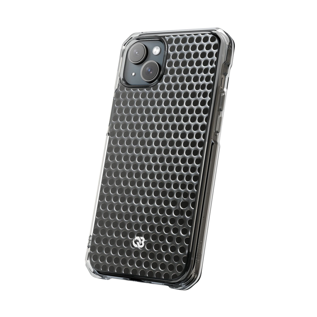 Brushed Perforated Steel · Clear Impact Magnetic Phone Case for iPhone ·  Silver
