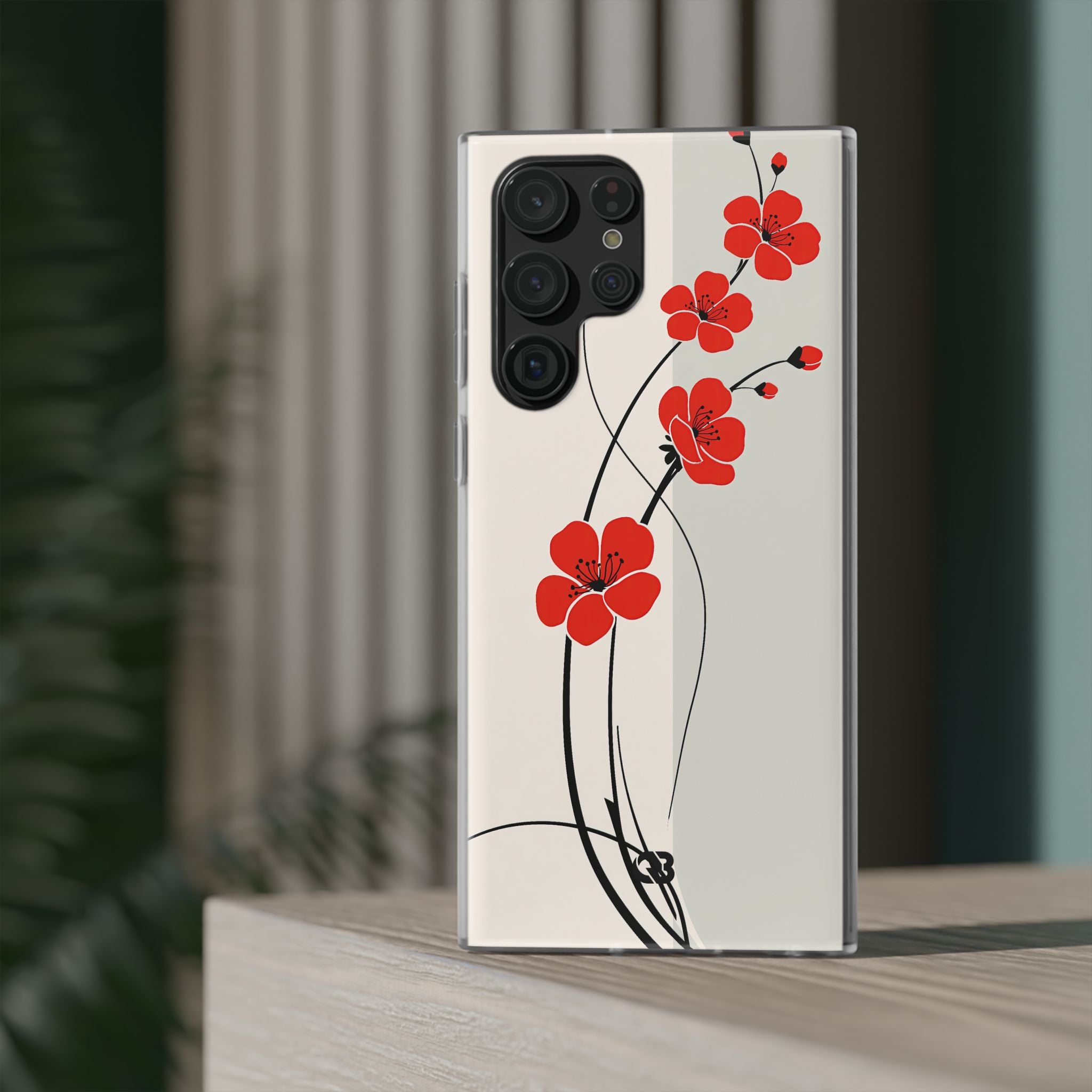 Beige Lite Phone Case for Samsung - Scarlet Ink Petals