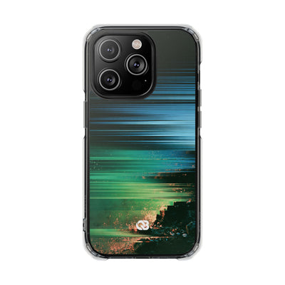 Digital Shoreline Drift · Clear Impact Magnetic Phone Case for iPhone ·  Teal