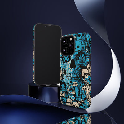 Electric Skull Graffiti · Tough Phone Case for iPhone · Blue
