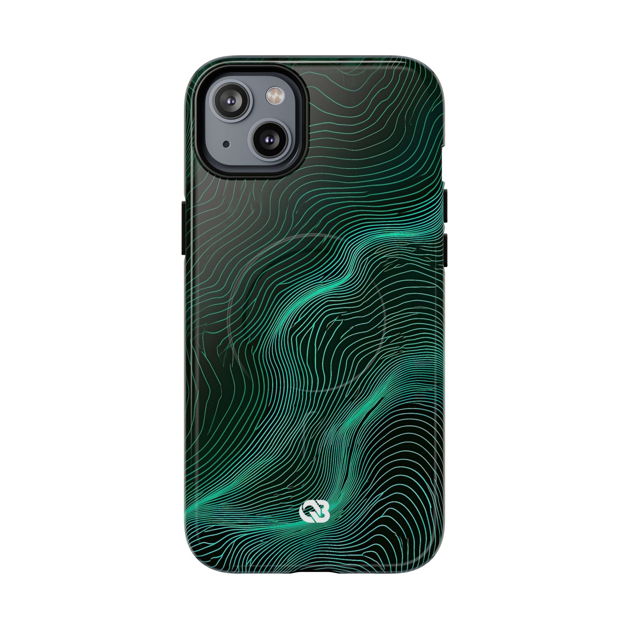 Teal Tough 2.0 Magsafe Phone Case for iPhone - Neon Jade Contour