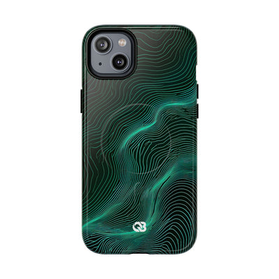 Teal Tough 2.0 Magsafe Phone Case for iPhone - Neon Jade Contour