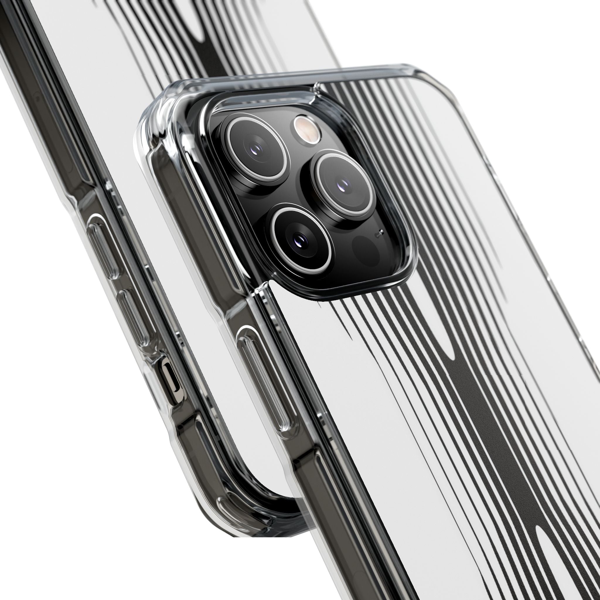 White Impact MagSafe Phone Case for iPhone - Kinetic Mono Distortion