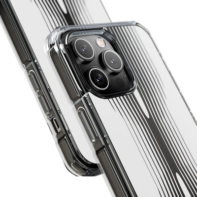 White Impact MagSafe Phone Case for iPhone - Kinetic Mono Distortion
