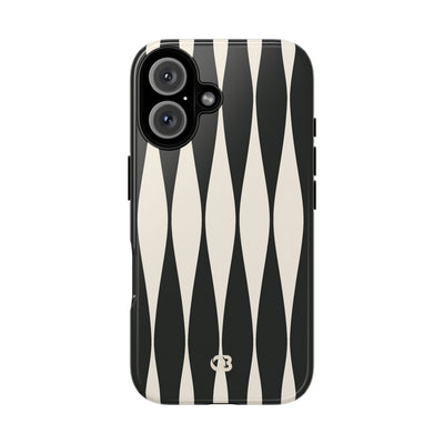 Black Tough Phone Case for iPhone - Ivory Spindle Grid