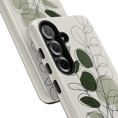 Green Tough Phone Case for Samsung - Muted Eucalyptus Sketch