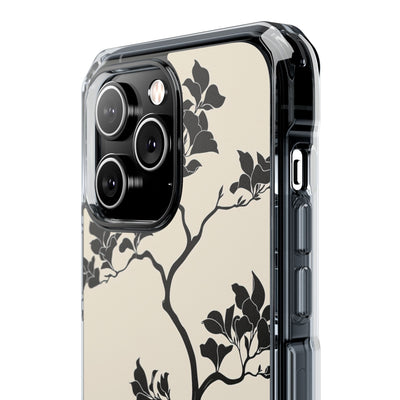 Beige Impact MagSafe Phone Case for iPhone - Obsidian Bonsai Silhouette