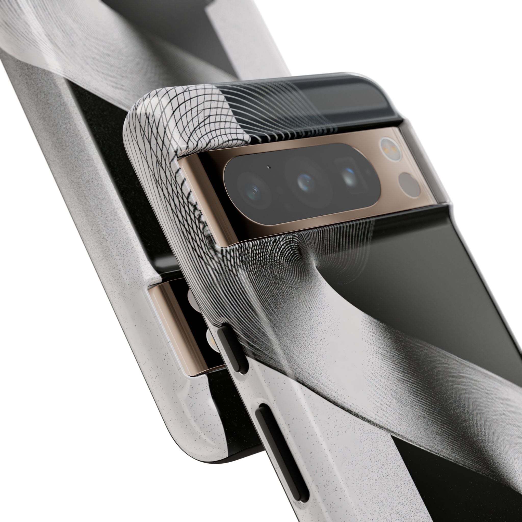 Grey Tough Phone Case for Google Pixel - Obsidian Moiré Wave