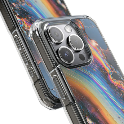 Prismatic Aura Flow · Clear Impact Magnetic Phone Case for iPhone · Blue