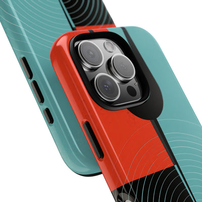 Teal Tough Phone Case for iPhone - Sonic Static Split