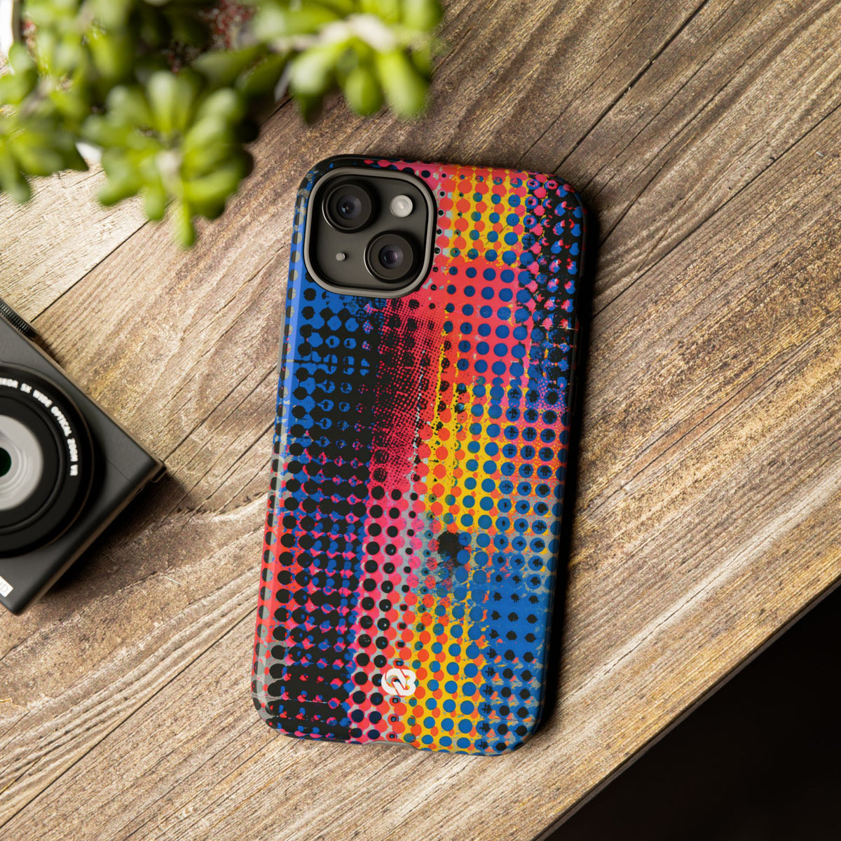 Chromatic Halftone Grid · Tough Phone Case for iPhone · Blue