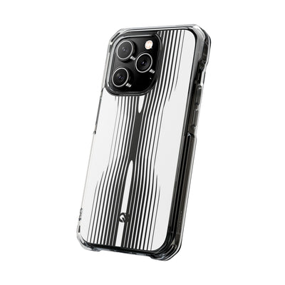 White Impact MagSafe Phone Case for iPhone - Kinetic Mono Distortion
