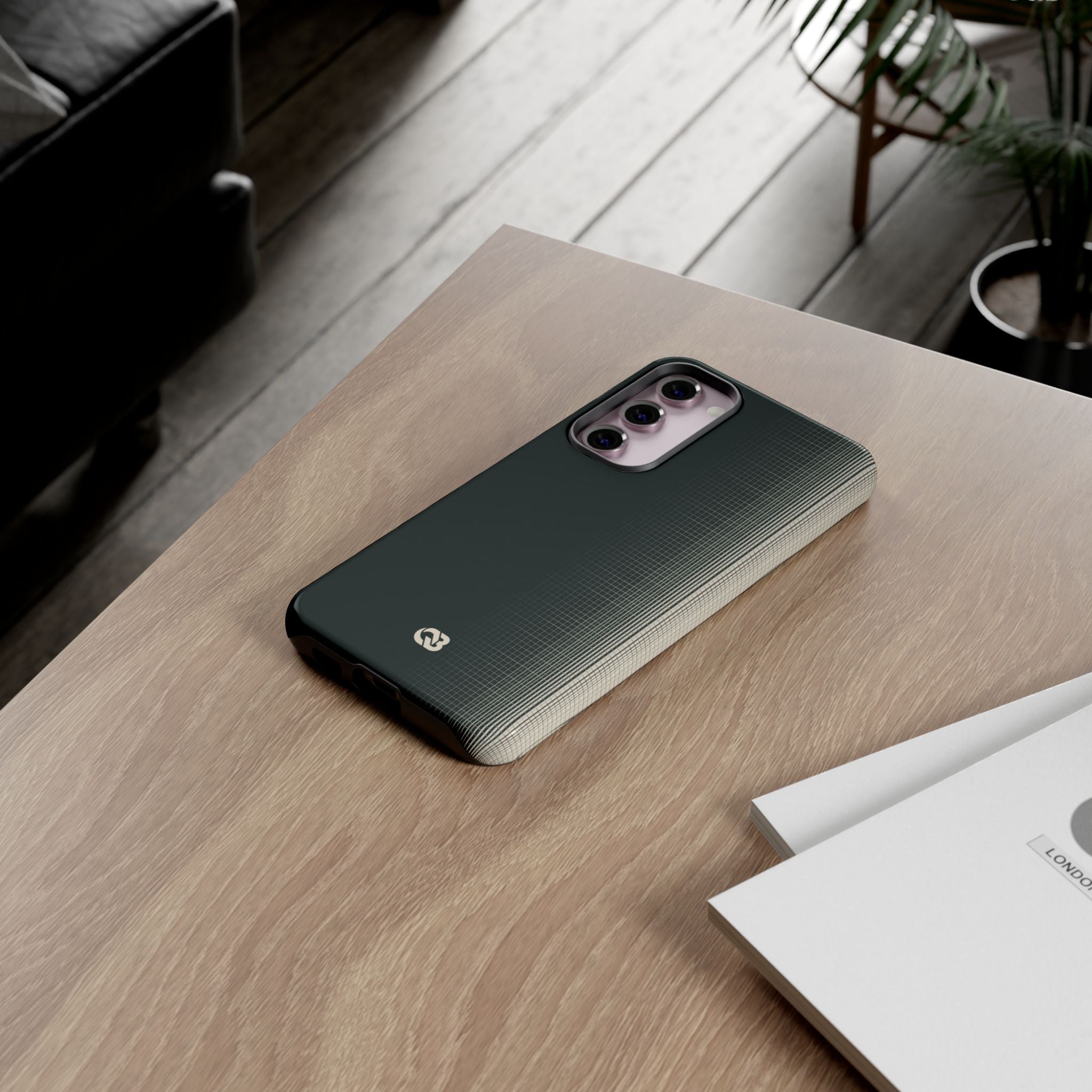 Grey Tough Phone Case for Samsung - Charcoal Tech Grid