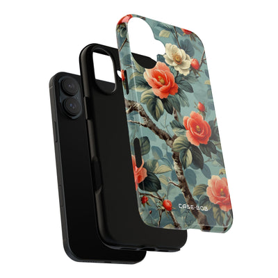 Coral Camellia Bloom iPhone 16 Plus Case - Tough