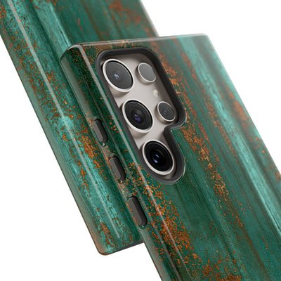Teal Tough Phone Case for Samsung - Verdigris Copper Siding