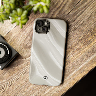 White Tough Phone Case for iPhone - Polished Ivory Wave