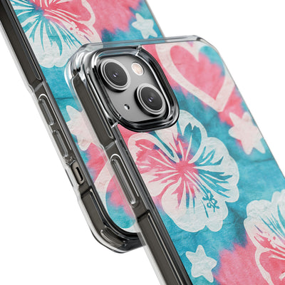 Tropical Hibiscus Bloom · Clear Impact Magnetic Phone Case for iPhone · Teal