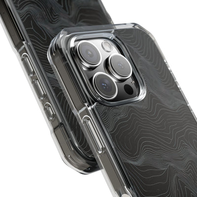 Obsidian Contour Elevation · Clear Impact Magnetic Phone Case for iPhone · Black
