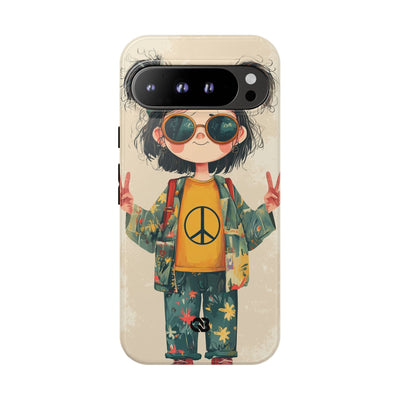 Retro Peace Girl · Coque de téléphone Tough pour Google Pixel