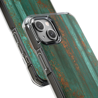 Teal Impact MagSafe Phone Case for iPhone - Verdigris Copper Siding