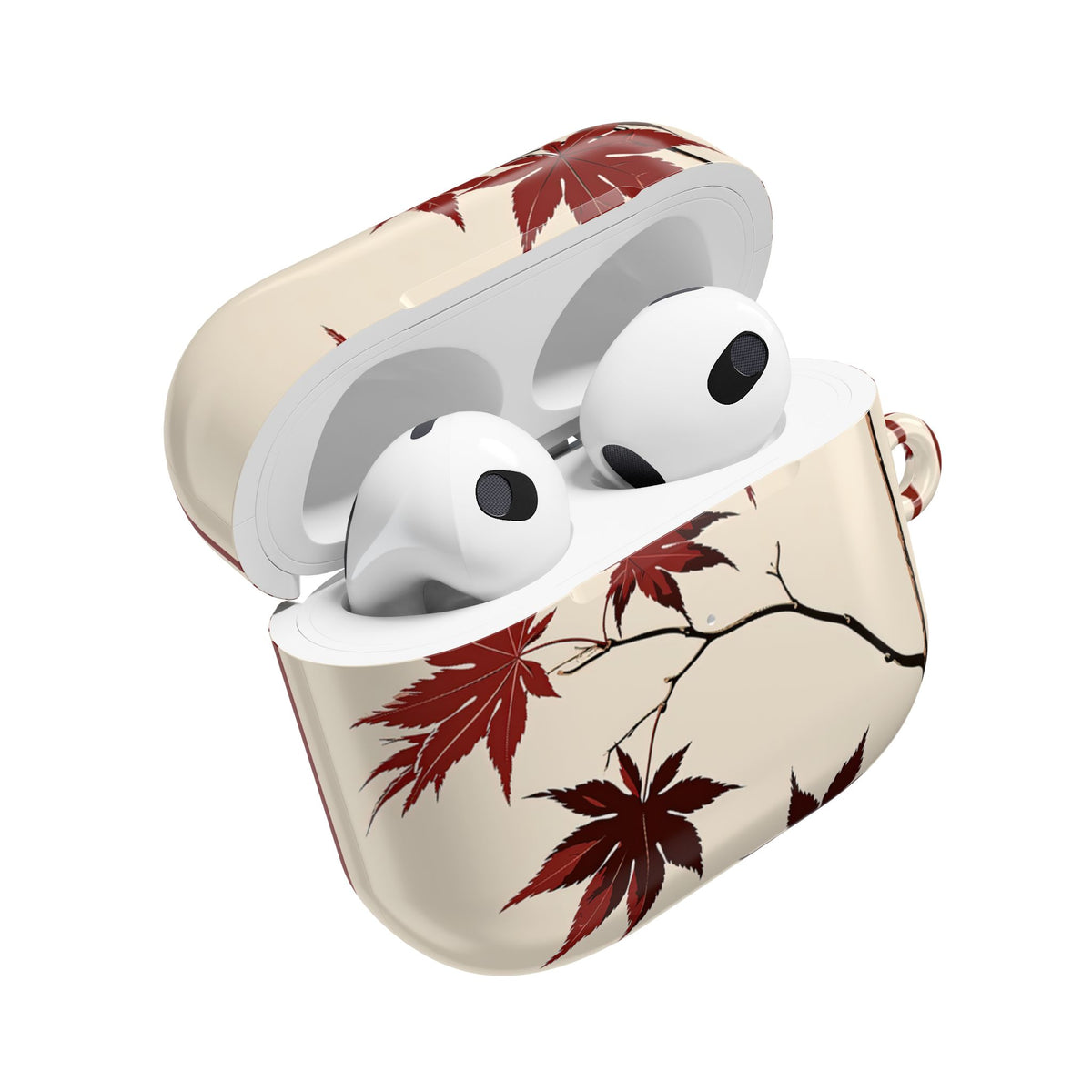 Crimson Maple Branch · Hard Case for AirPods & AirPods Pro · Beige