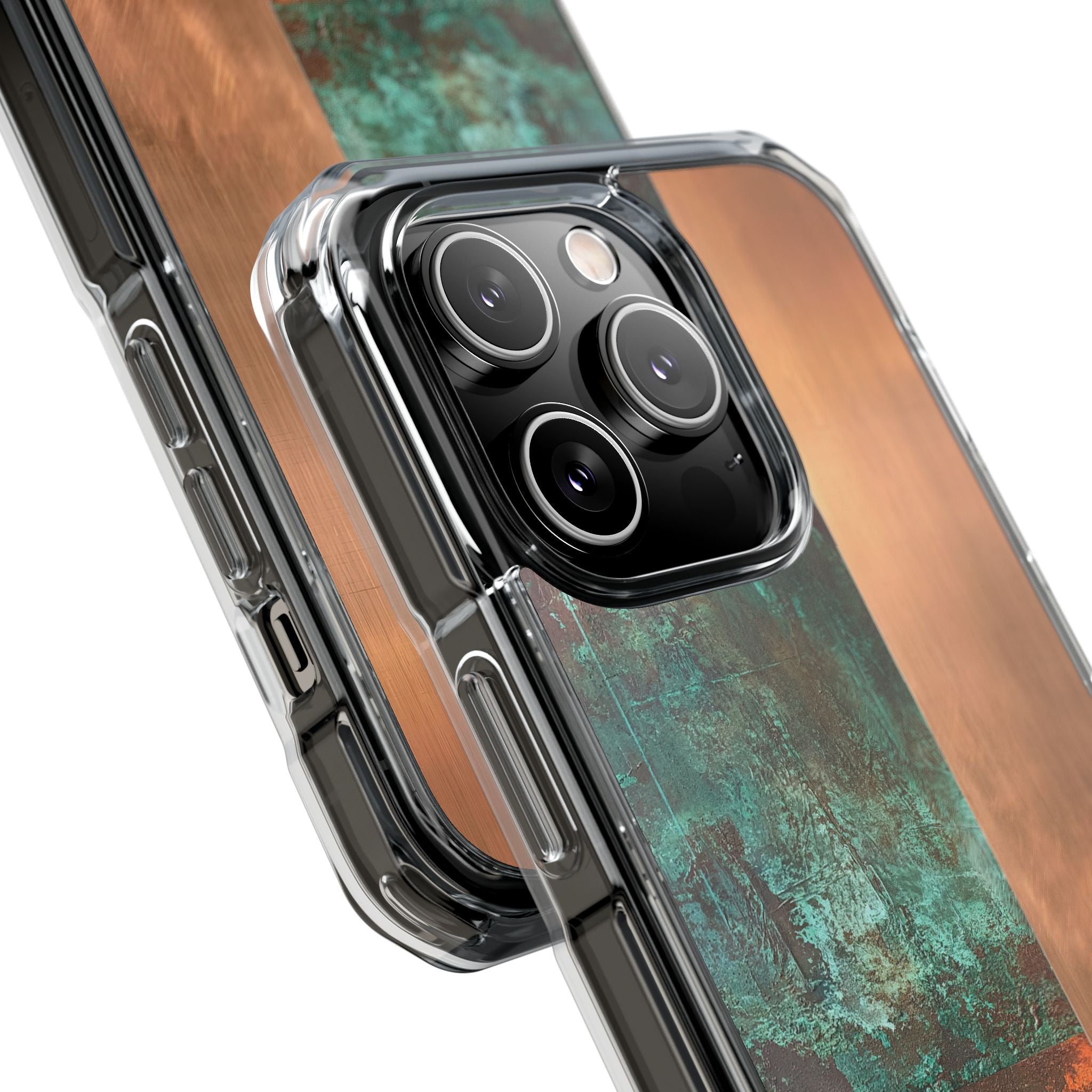 Teal Impact MagSafe Phone Case for iPhone - Verdigris Copper Slab