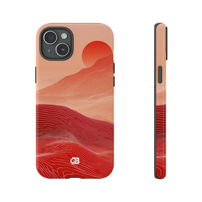 Red Tough Phone Case for iPhone - Crimson Ridge Lines