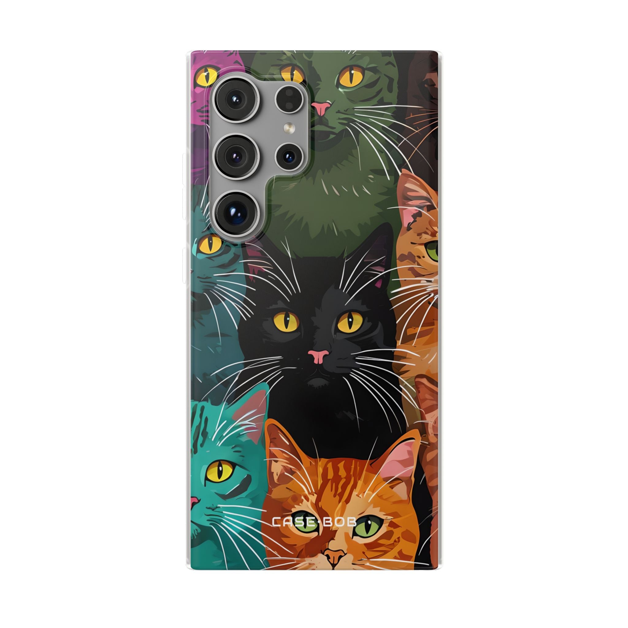 Sininen kissa ruudukko Samsung S24 Ultra -pehmeä suojakotelo